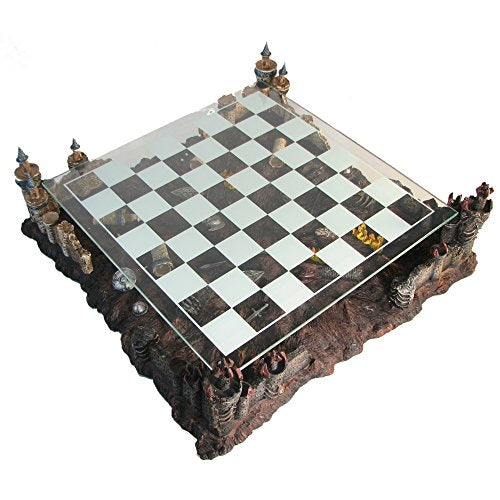 CHH 17" 3D Fantasy Chess Set Good Vs. Evil Bronze & Silver Tone