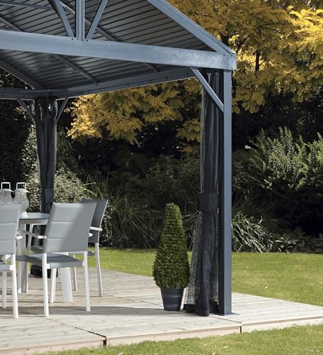 Sojag 8' x 8' Sanibel I Hardtop Gazebo Outdoor Weather-Resistant Aluminum Frame Light Grey