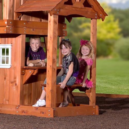 Backyard Discovery Tanglewood Cedar Wood Playset Swing Set Brown