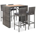 REWIS 5-Piece Outdoor Furniture Set with Poly Rattan and Acacia Wood Gray
