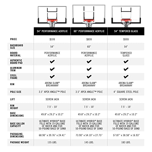 Spalding The Ultimate Hybrid 54" Glass Basketball Hoop