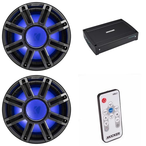 KICKER 12-Inch Premium Marine Subwoofer & 1500W Marine Amp Bundle