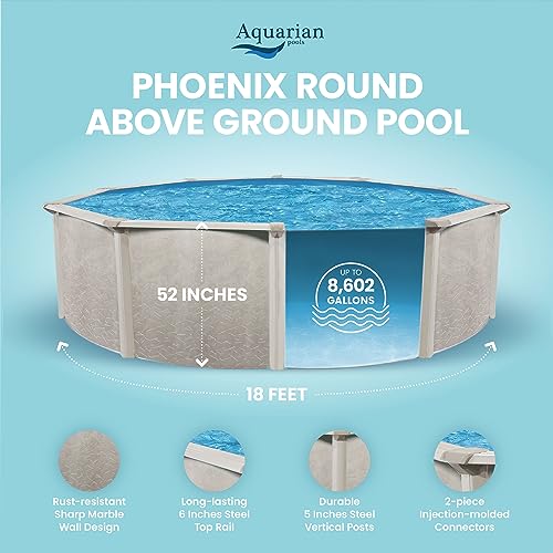 Aquarian Phoenix Round Steel Frame Above Ground Swimming Pool Gray