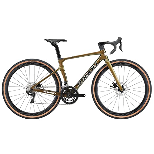 KABON Carbon Gravel Road Bike T800 Fiber Frame 700C 18 Speeds Disc Brakes Racing Bicycle Chameleon Green
