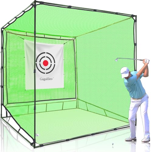 Gagalileo Golf Practice Hitting Nets Heavy Duty Portable Golf Cage 10x10x10FT