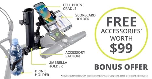AMBA7 M5 GPS Electric Caddy Cart Bundle with Holders & Accessories Black