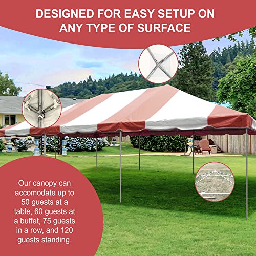 Party Tents Direct 20x30 Canopy Tent Steel Frame Outdoor Gazebo Red