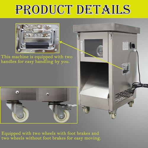 HQHAOTWU Electric Meat Grinder Stainless Steel Commercial 2200W Silver