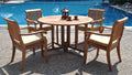 WholesaleTeak 5 Pc Luxurious Grade-A Teak Dining Set - 48" Round Butterfly Table & 4 Stacking Arbor Arm Chairs