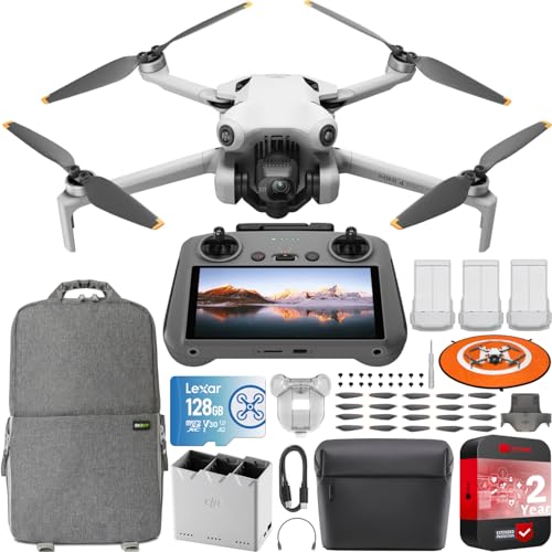 DJI Mini 4 Pro Folding Drone Fly More Combo Plus with RC 2 Remote, 4K HDR Camera, Under 249g, 3 Batteries Bundle