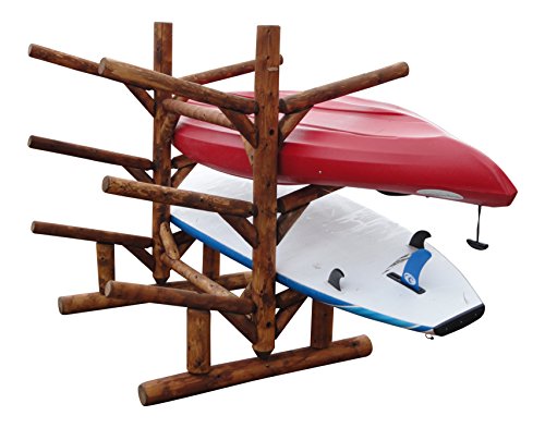 Log Kayak Rack 6 Place Freestanding Kayak and SUP Storage Rack Canyon Brown