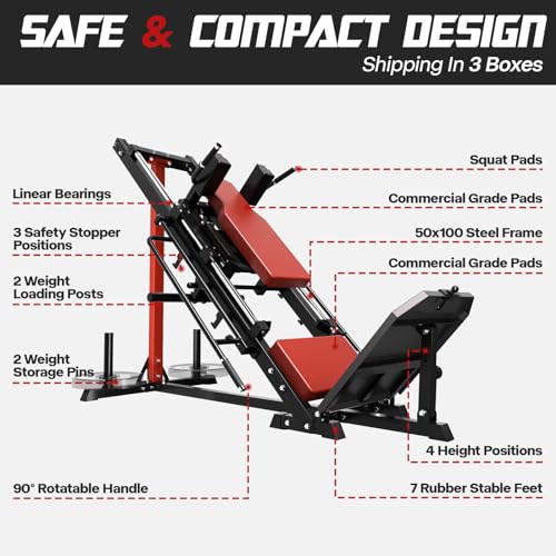 Mappding Leg Press Machine Hack Squat Equipment with Red Cushion