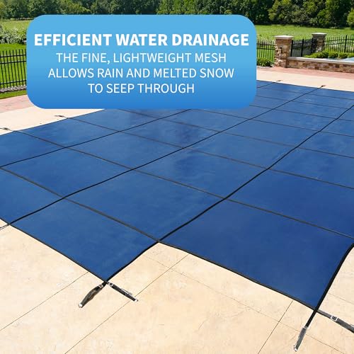Blue Wave Rectangular In-Ground Pool Safety Cover 18x36 ft with Center Step Blue