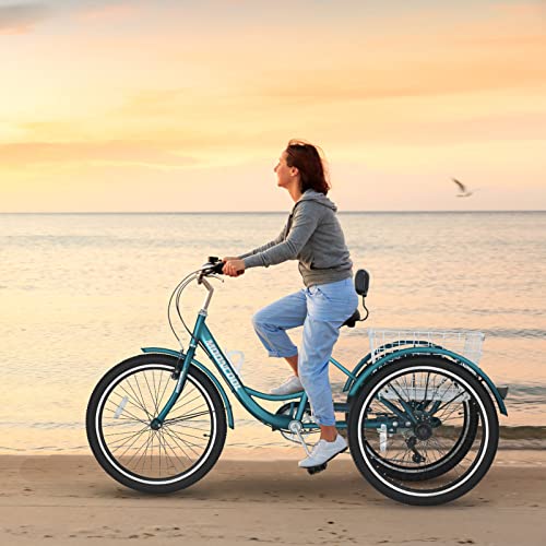 DoCred LILYPELLE Adult Tricycle 7 Speed, 3 Wheel Bike Adult Premium Blue