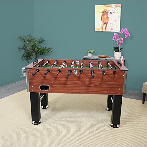 Sunnydaze Foosball Table with Folding Drink Holders - Faux Wood Brown
