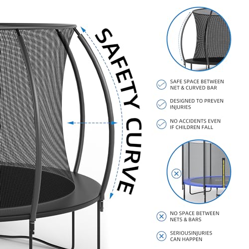 ALTLER 14FT Outdoor Trampoline with Enclosure Net Black