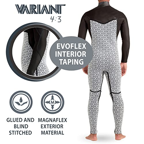 Body Glove Men's Variant 4/3MM Long Sleeve Chest-Zip Full Wetsuit Grey/Black
