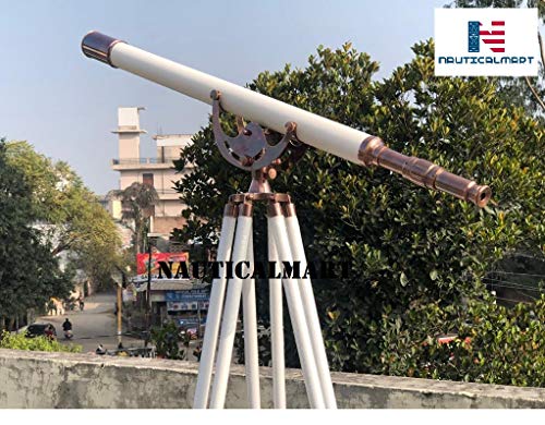 Nautical-Mart Brass Antique Anchormaster Telescope with White Leather 65