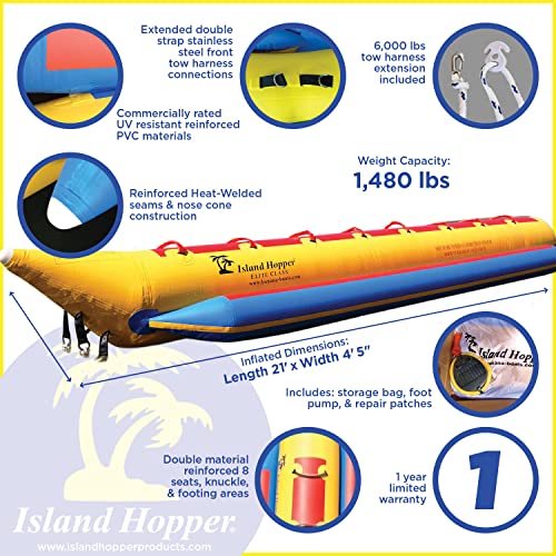 Island Hopper 8 Passenger Inline Heavy Duty Commercial Banana Boat Yellow