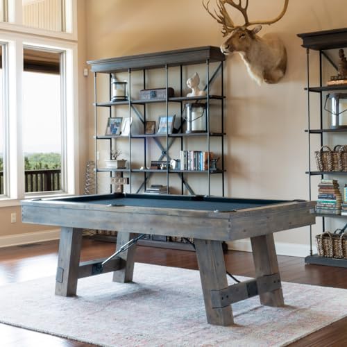 Chamberlain Game Tables Aspen Nights Handcrafted Distressed Wood 7' Pool Table Brown and Black