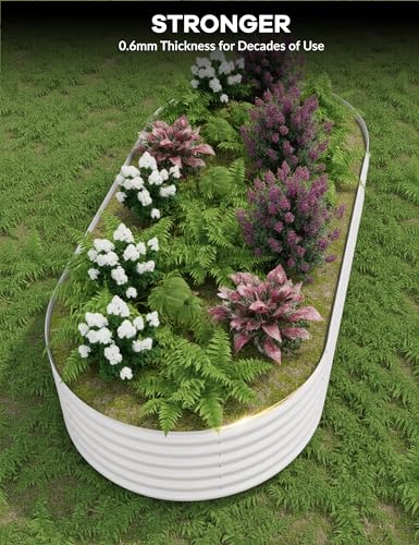 Hipicute 2Pcs 8x4ft Galvanized Raised Garden Bed Beige