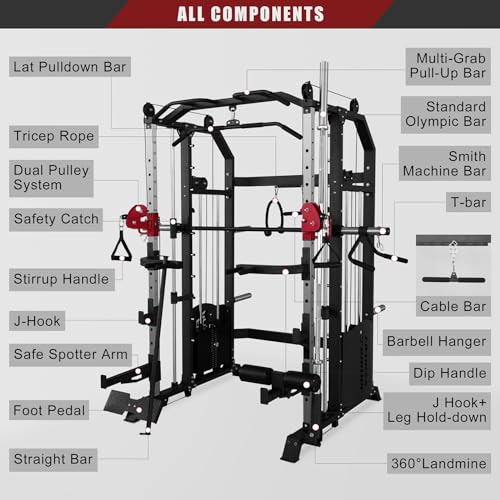 Fitness Dreamer Smith Machine Upper Body Strength Training Equipment Leg Developer Red