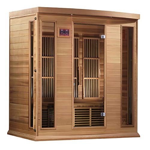 Maxxus Saunas 4 Person Low EMF FAR Infrared Carbon Canadian Red Cedar Sauna Multicolor