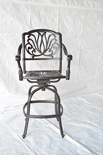 Patio Land Elizabeth Outdoor Patio 3 Swivel Barstools 30" H Dark Bronze with Sunbrella Sesame Cushions