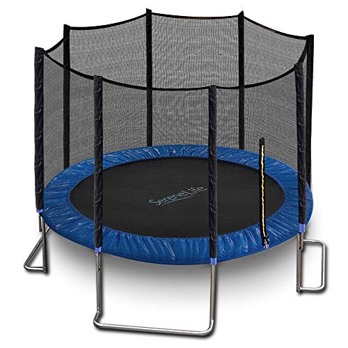 SereneLife Kids Trampoline with Net & Basketball Hoop Blue
