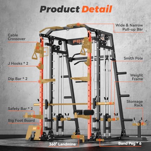 FEIERDUN Power Cage Smith Machine FOR01 + Weight Bench +BP 230lb