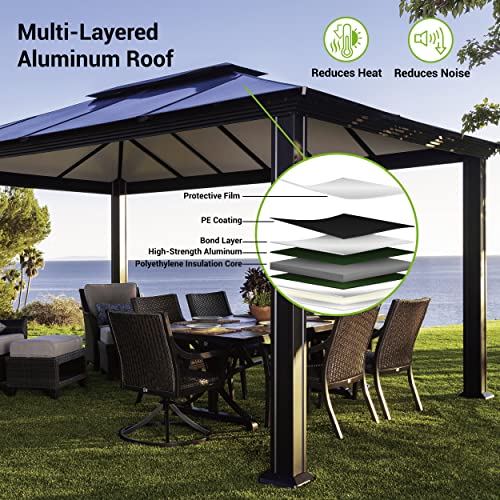 Paragon Outdoor 12’ x 20’ Santa Monica Hard Top Gazebo Black