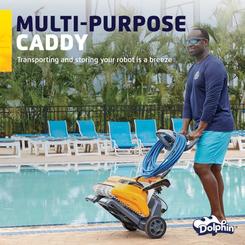 Dolphin Wave 60 Robotic Pool Vacuum Cleaner with Caddy Yellow
