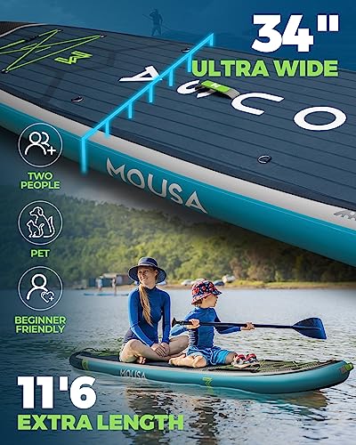 Mousa Extra Wide Inflatable Stand Up Paddle Board Gray-Blue