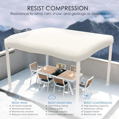 Kozyard 12ft x 20ft Outdoor Louvered Pergola Aluminum Gazebo with Adjustable Roof White
