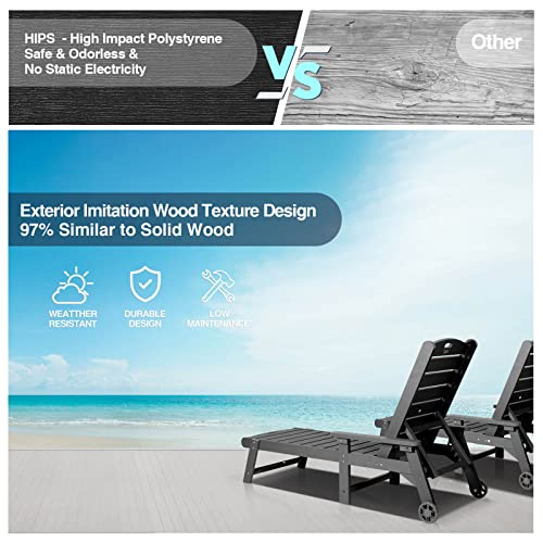 hOmeQomi Lounge Chair Set of 4 Adjustable Backrest All Weather Waterproof Black