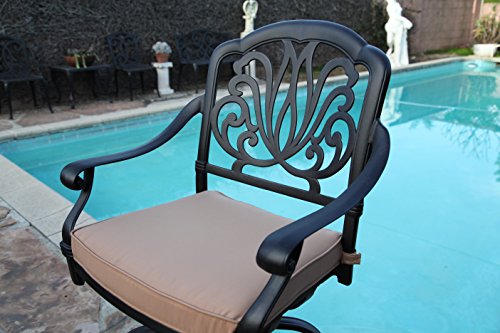 GrandPatioFurniture.com CBM Patio Elisabeth Collection Cast Aluminum 5 Piece 48" Bar Set Black Brown