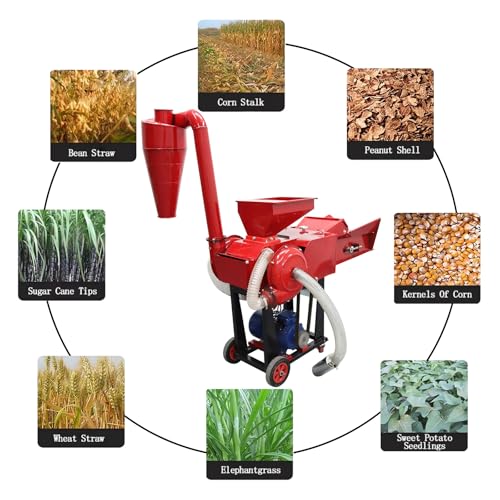 INTSUPERMAI Straw Crusher and Feed Pulverizer Machine 220V 500KG/H Red