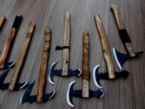 Mega Blades Lot of 8 Damascus Steel 17'' Hand Forged Woodsman Axes