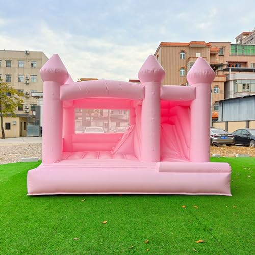 Inmaqui Pink Inflatable Bounce House with Slide and Air Blower