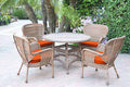 Jeco Windsor Honey Wicker Dining Set with Cushions Orange