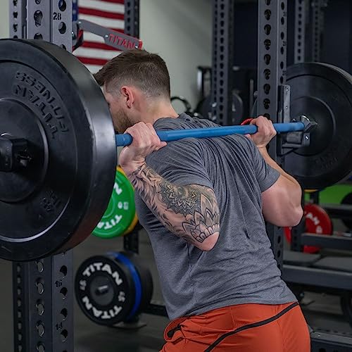 Titan Fitness 20 KG 28.5MM TITAN Series Olympic Barbell, USA Made Multipurpose Bar, Blue Cerakote