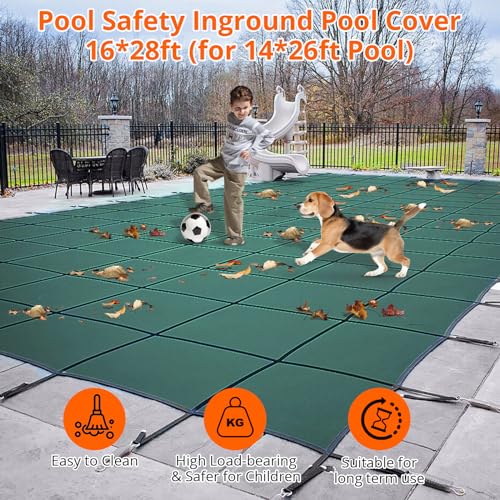 Garvee Ultra-Dense Pool Safety Cover 22x42ft with Anchors Green