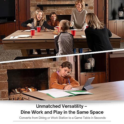 Freetime Fun 7 FT 3 in 1 Multi Game Pool Table with Dining Top Rustic Oak