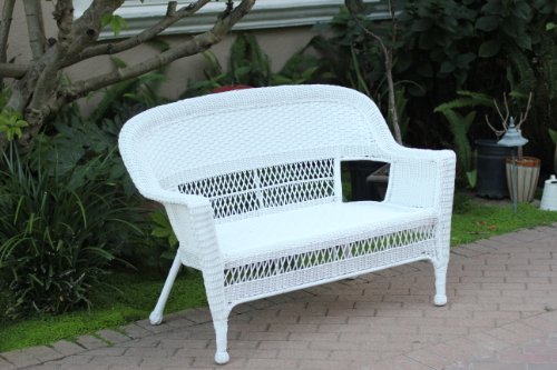 Jeco 4pc White Wicker Conversation Set White