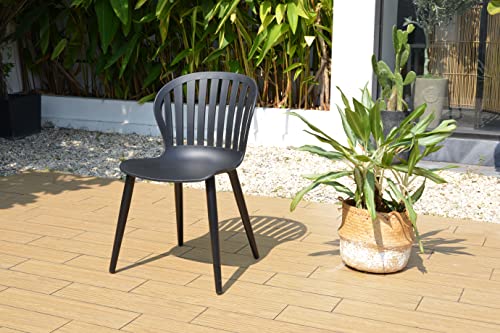 Amazonia Certified Teak 7-Piece Oval Extendable Dining Set with Black Aluminum Chairs Brown