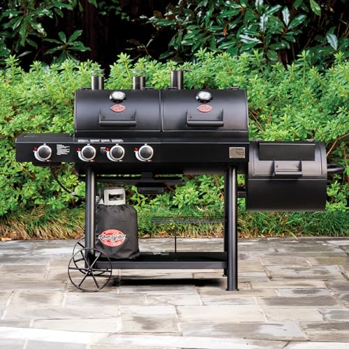 Char-Griller Texas Trio 3-Burner Gas & Charcoal Grill and Smoker Black