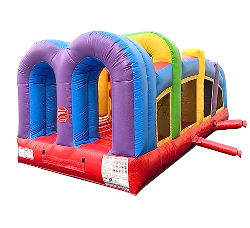 Pogo Bounce House Crossover Rainbow Inflatable Obstacle Course 19.5x8x7.5 Ft