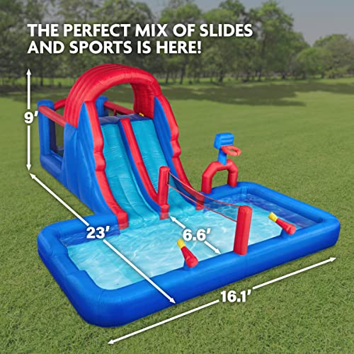 SUNNY & FUN Ultra All-Play Inflatable Water Slide Park Blue/Red