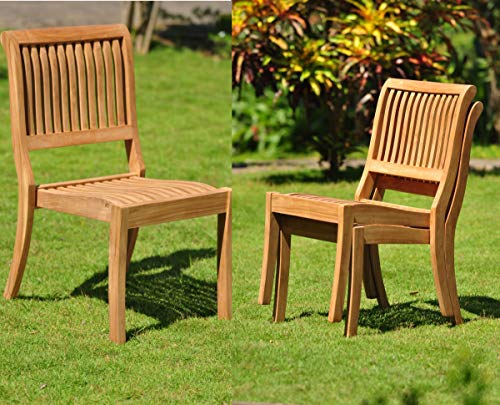 WholesaleTeak 13 Pc Grade-A Teak Wood Outdoor Dining Set with 117" Double Extensions Table and 12 Stacking Chairs Brown