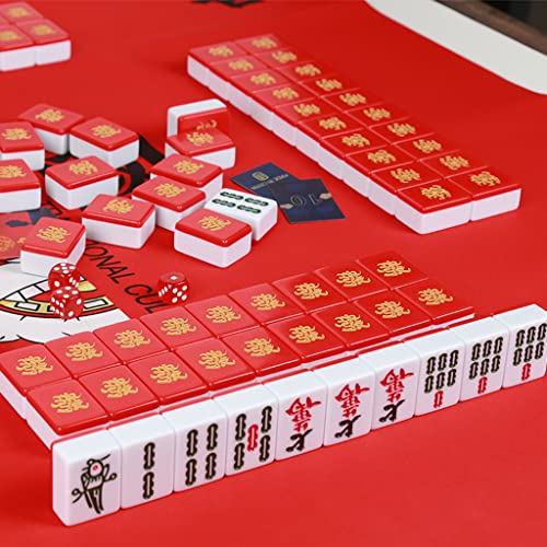 SHATONG Chinese Mahjong Travel Game Set with 144 Melamine Tiles and Portable Storage Case